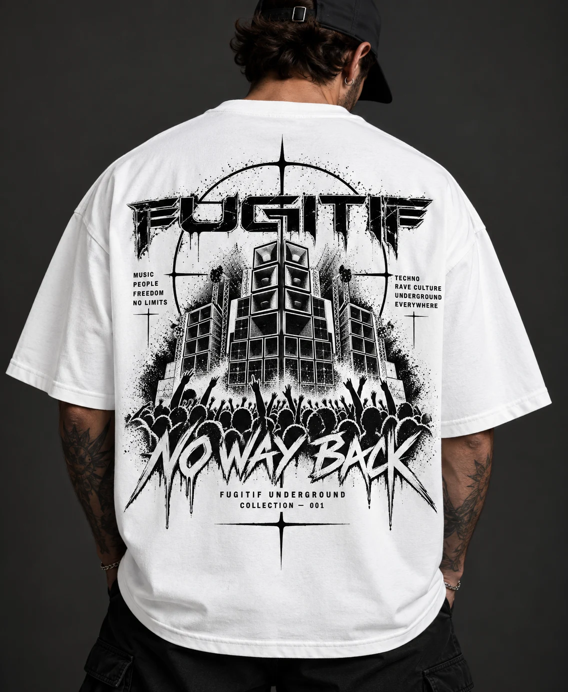 Tee-shirt oversize No Way Back — Blanc — Dos