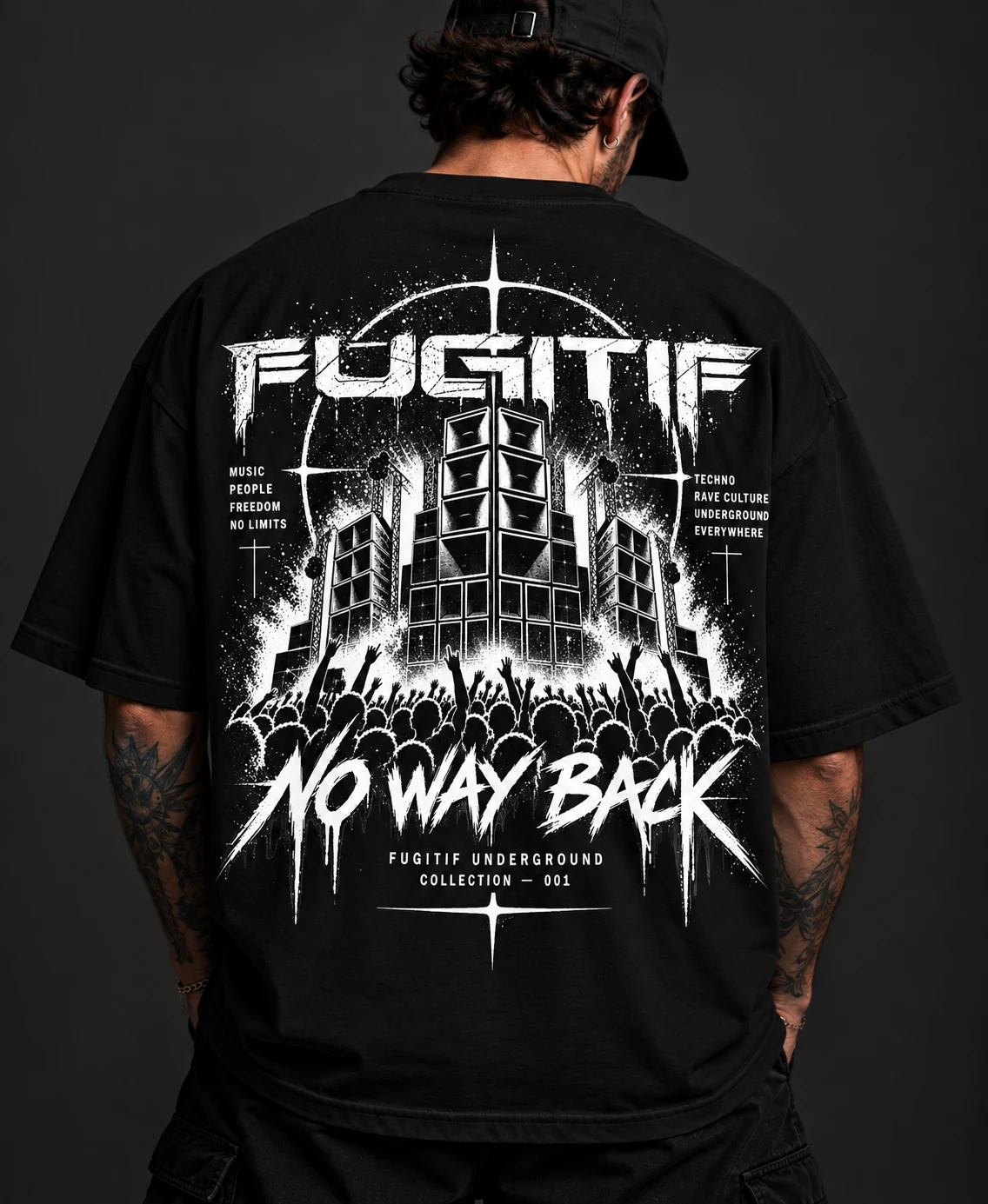 Tee-shirt oversize No Way Back — Noir — Dos