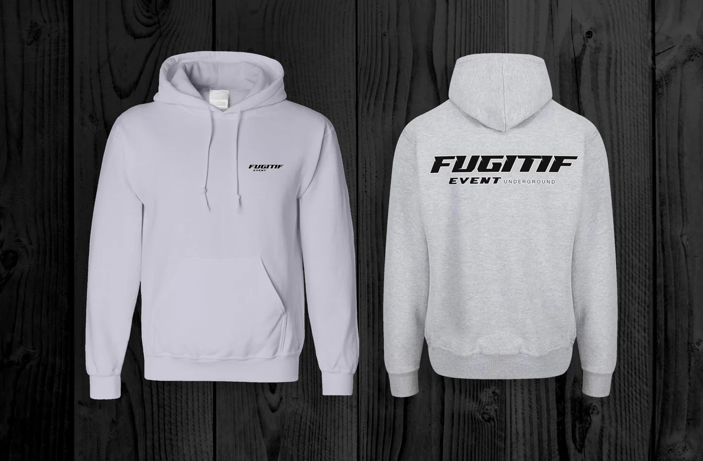 Sweat à capuche Fugitif — Clair — Face et dos