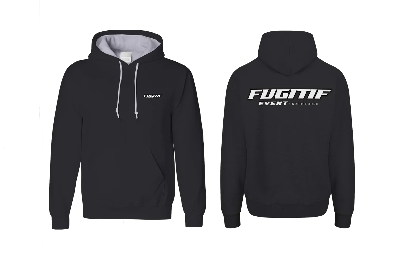 Sweat à capuche Fugitif — Noir — Face et dos